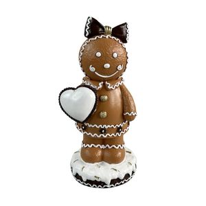 Gingerbread lady with large bow and heart 8.7x8.4x18.6cm