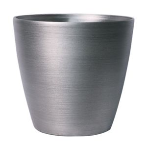 Hortus Lite - Metallic Look Plastic Planter - Brushed Steel - Dia35 x H25cm