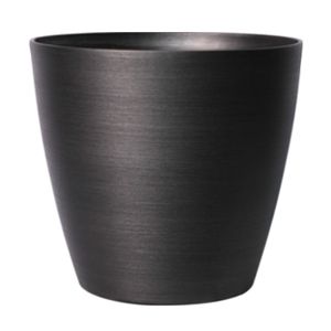 Hortus Lite - Metallic Look Plastic Planter - Dk Grey - Dia 35x25cm