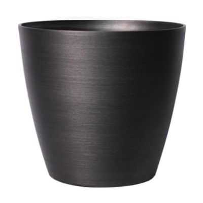 Hortus Lite - Metallic Look Plastic Planter - Dk Grey - Dia 21 x19.5cm