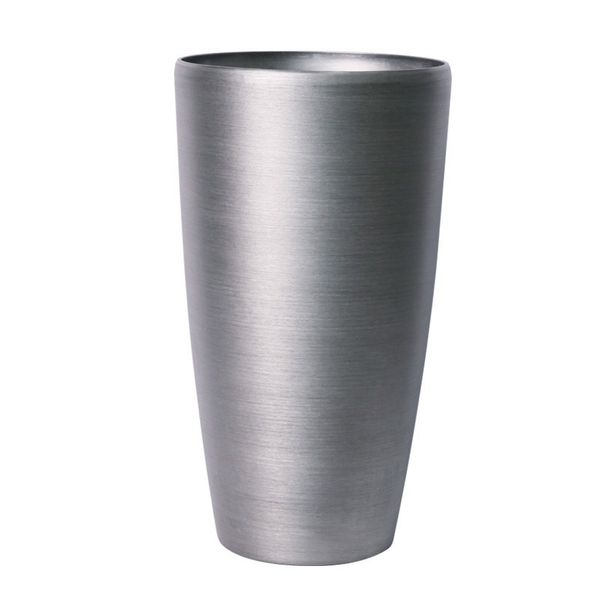 Hortus Lite - Metallic Look Tall Planter - Brushed Steel - Dia 40 x H75.5cm