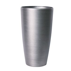 Hortus Lite - Metallic Look Tall Planter - Brushed Steel - Dia23 x H42cm