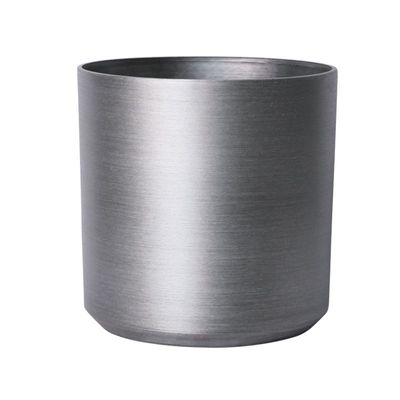 Hortus Lite - Metallic Look Plastic Cylinder Planter - Brushed Steel - Dia35 x H