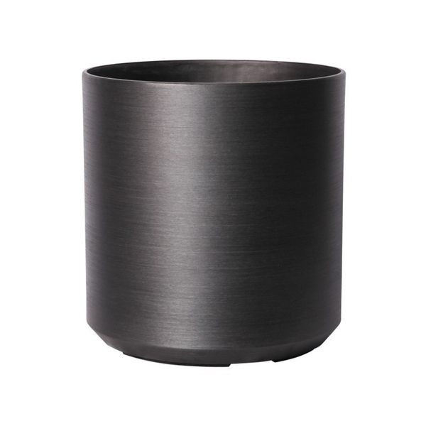 Hortus Lite - Metallic Look Plastic Cylinder Planter - Dk Grey - Dia28 x H28cm