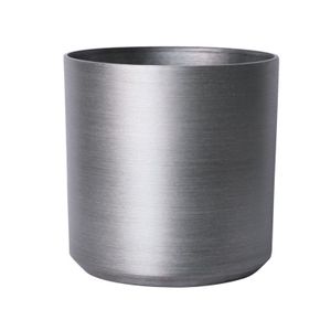 Hortus Lite - Metallic Look Plastic Cylinder Planter - Brushed Steel - Dia21 x H