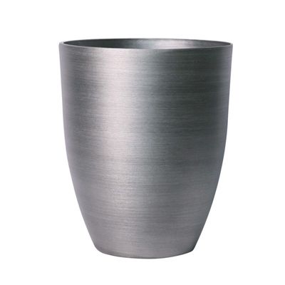 Hortus Lite - Metallic Look Plastic Shaped Planter - Brushed Steel - Dia 28 x H3