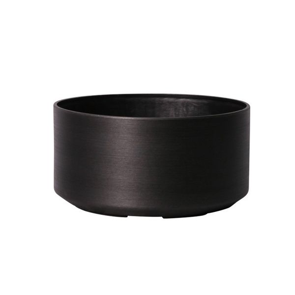 Hortus Lite - Metallic Look Plastic Low Bowl Planter - Dk Grey - Dia 42.5 x H22c