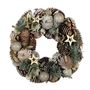 Wreath with wooden flowers and stars 30x30x8cm