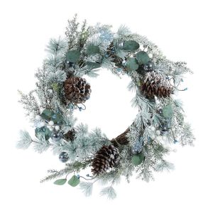 Wreath with blue baubles and acorns 65cm