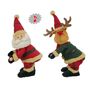 Santa & Reindeer Singing 2 Asst 18.75x15x37.5cm