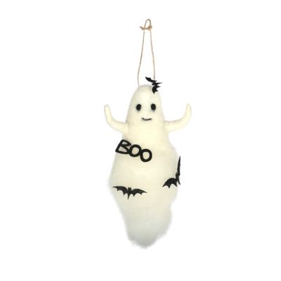 Felt Ghost  with Bats Hanging Decoration - H16.5cm