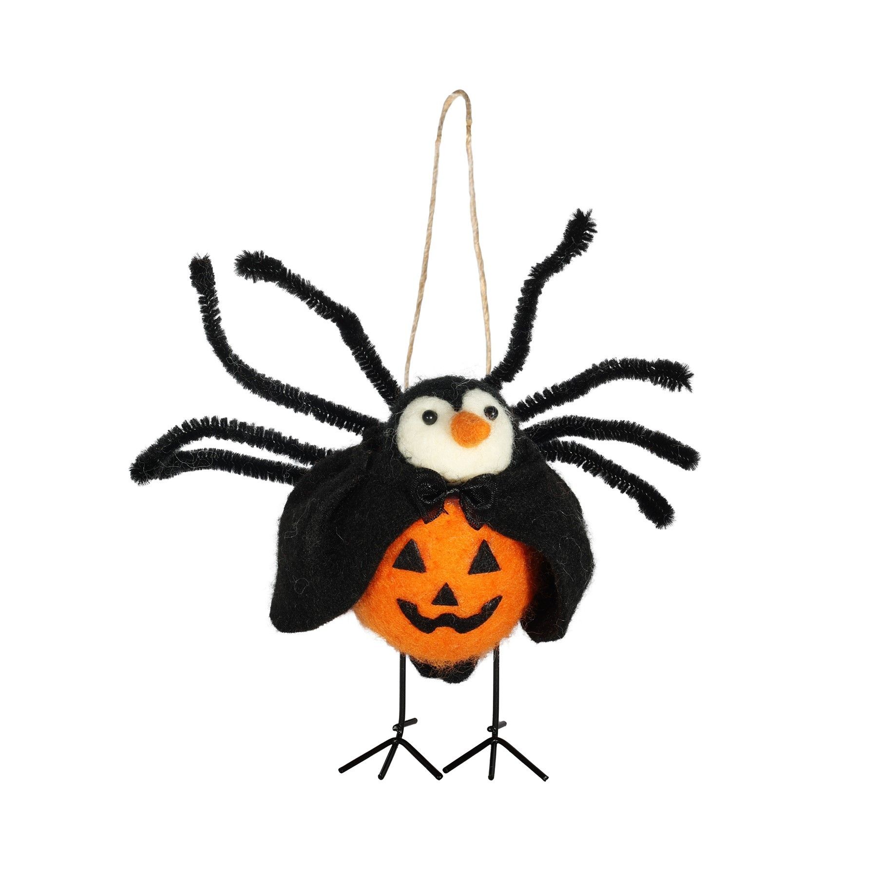 Felt Spooky Pumpkin Penguin Spider Hanging Decoration - H12.5cm