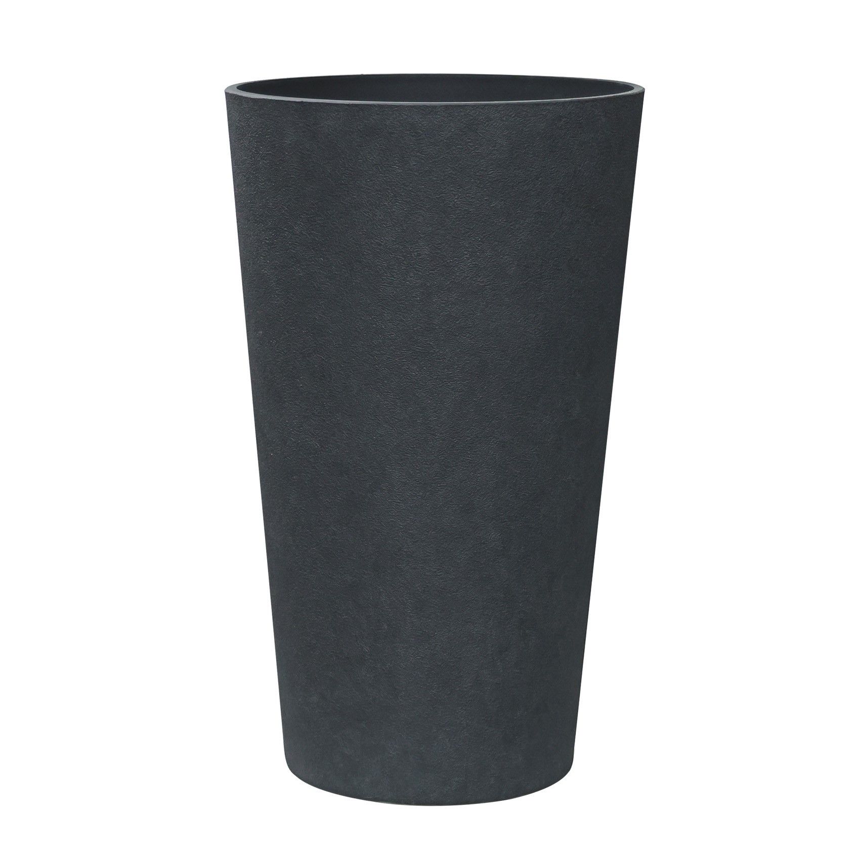Hortus Lite - Aged Effect Tall Plastic Planter - Charcoal Black - Dia 36.5 x H62