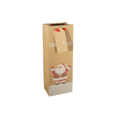 Kraft Gift Bag Santa with Lights  - Bottle Bag 