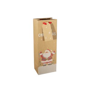 Kraft Gift Bag Santa with Lights  - Bottle Bag 