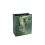 Gift Bag Christmas Foliage and Pinecones - Green / Gold M -25x21cm