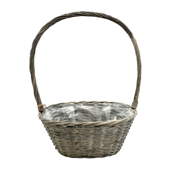 M&S 35x28cm Oval Grey-Wash Christmas Classic Basket w/Handle Xmas 2021