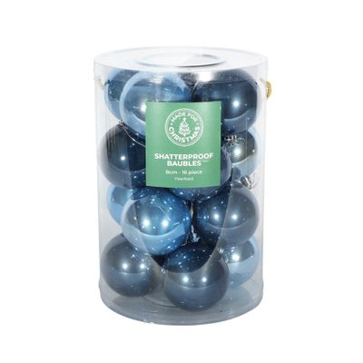 Pearlised Blue Baubles  PVC Tube  - 8cm -16 Pcs