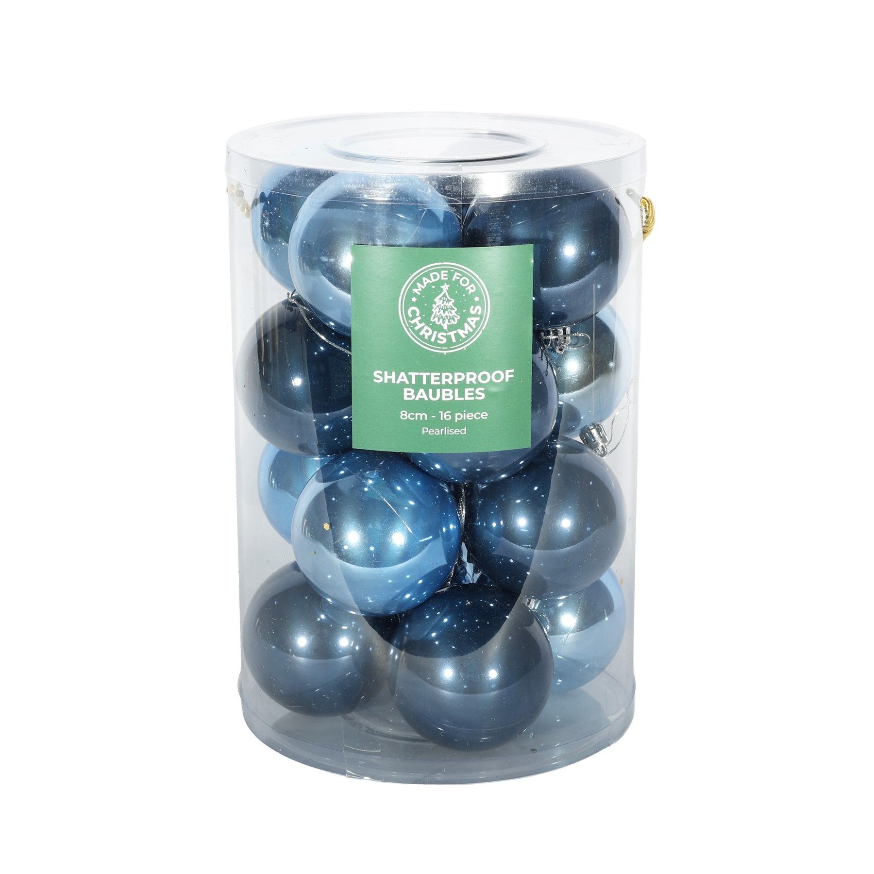 Pearlised Blue Baubles  PVC Tube  - 8cm -16 Pcs