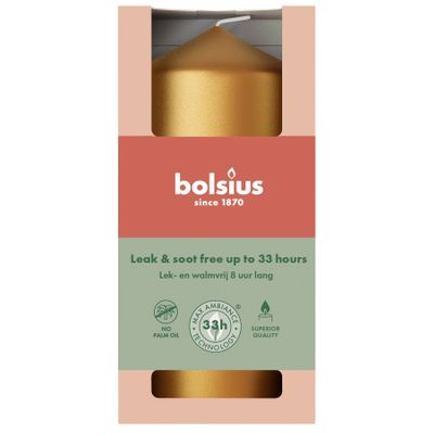 Bolsius Essentials Pillar Candle - 120 x 58mm - Metallic Gold Orange