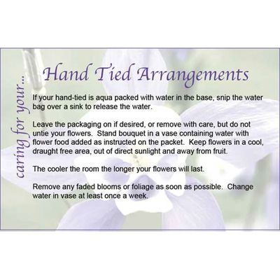 Hand Tie Arrangements Care Card (x50)