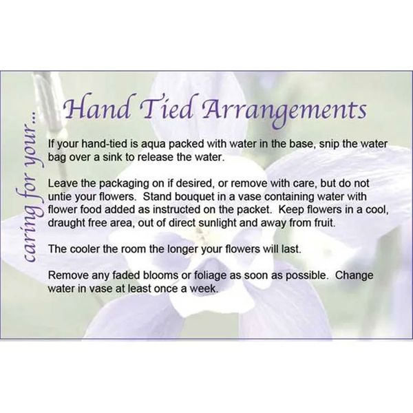 Hand Tie Arrangements Care Card (x50)