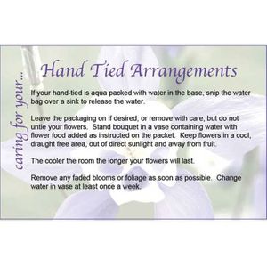 Hand Tie Arrangements Care Card (x50)