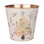 Metal  Planter -Xmas Tree  Design - Gold Inside  with PET Liner -Dia16 x H15.5cm