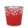 Metal Planter - Red with Snowflake  Design with PET Liner -Dia11 x H10.4cm