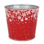 Metal Planter - Red with Snowflake  Design with PET Liner - Dia16 x H15.5cm