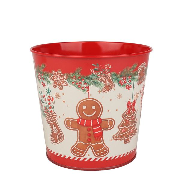 Metal Planter - Gingerbread Man with PET Liner -Dia11 x H10.4cm