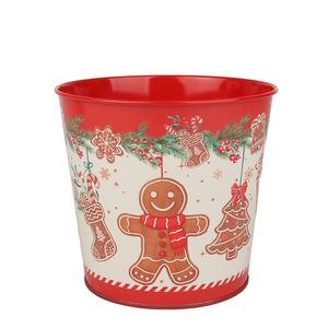 Metal Planter - Gingerbread Man with PET Liner -Dia11 x H10.4cm