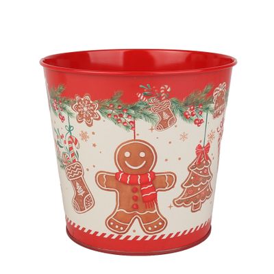 Metal Planter - Gingerbread Man with PET Liner - Dia14 x H11.5cm