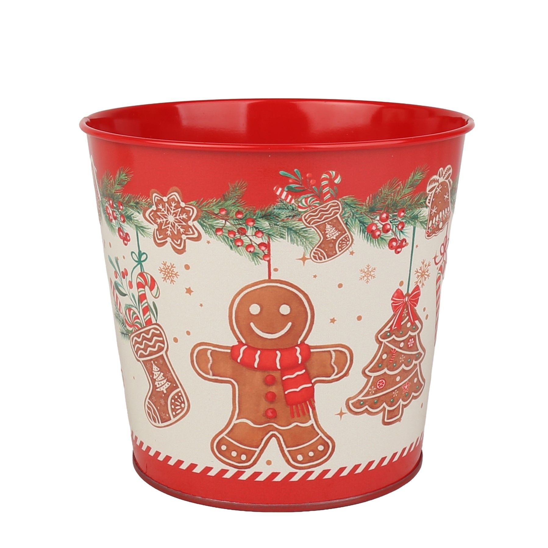 Metal Planter - Gingerbread Man with PET Liner - Dia14 x H11.5cm