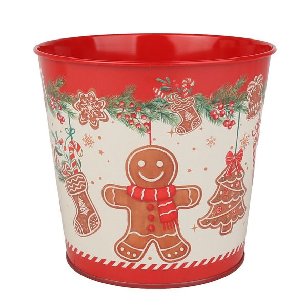 Metal Planter - Gingerbread Man with PET Liner - Dia16 x H15.5cm