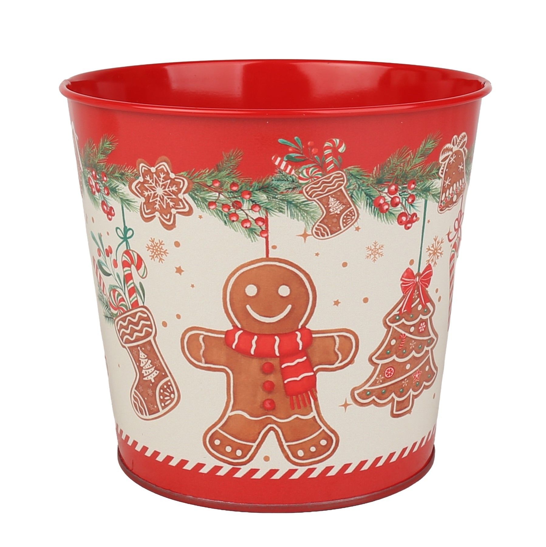 Metal Planter - Gingerbread Man with PET Liner - Dia16 x H15.5cm