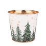 Metal Planter -  Christmas Trees  Gold Inside  with PET Liner -Dia11 x H10.4cm