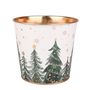 Metal Planter - Christmas Trees Gold Inside with PET Liner - Dia14 x H11.5cm