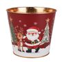 MetalPlanter -Santa  & Rudolph Gold Inside  with PET Liner - Dia16 x H15.5cm