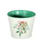 Metal Planter - Holly Spray - White - With PET Liner - Dia14 x H11.5cm