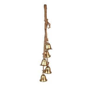 Set of  x4 Metal Bells on Hanging Rope - Dia 7.5 x H8cm