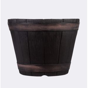 Black Oakwood Barrel Planter (34cm)