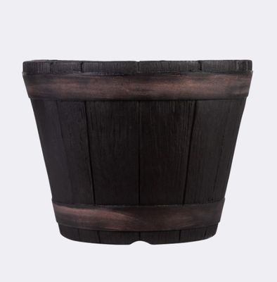 Black Oakwood Barrel Planter (34cm)