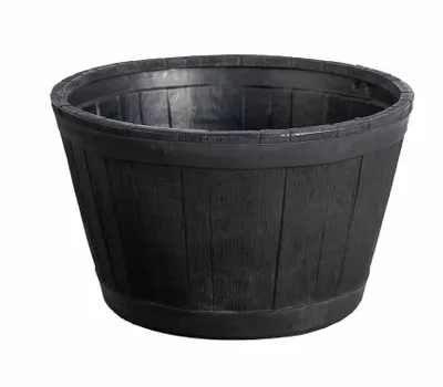 Black Oakwood Barrel Planter