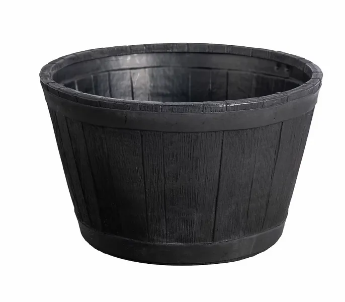 Black Oakwood Barrel Planter