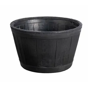 Black Oakwood Barrel Planter