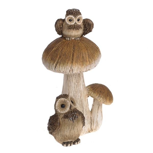 Owl & Cub in a nest with LED Light 21x15x19.5cm