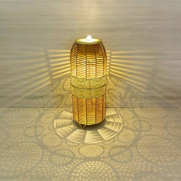 Wicker effect tall water feature light brown 65cm (Outdoor use)