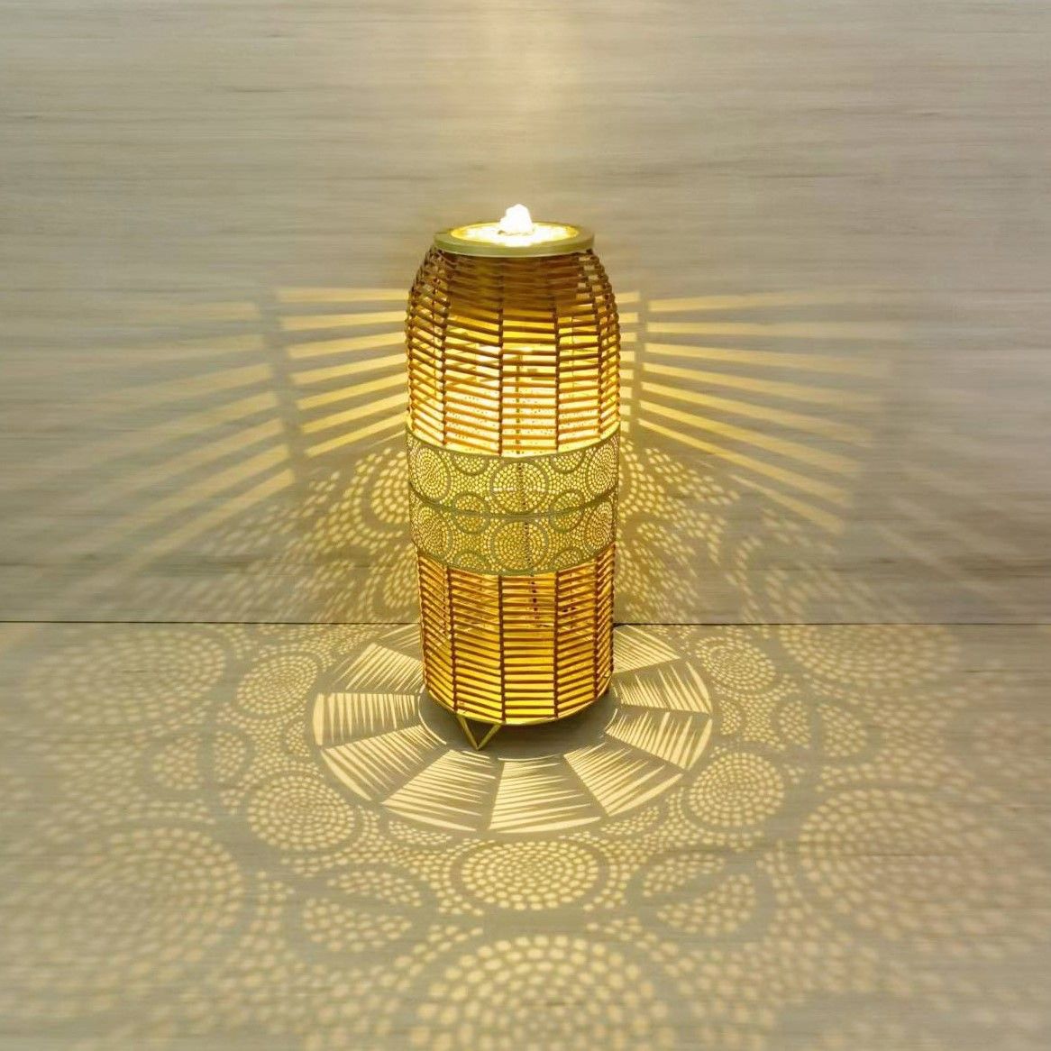 Wicker effect tall water feature light brown 65cm (Outdoor use)