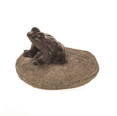 Cast Iron Frog On Stone Ornament